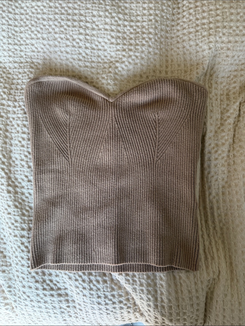 Abercrombie & Fitch Strapless Knit Crop Top in Taupe
